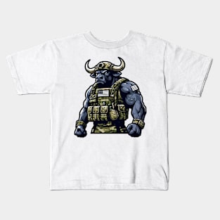 Tactical Minotaur Power Tee: Where Mythical Might Meets Modern Strength Kids T-Shirt